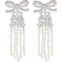 self-portrait Oorbellen - Crystal Bow Pearl Earrings in silver