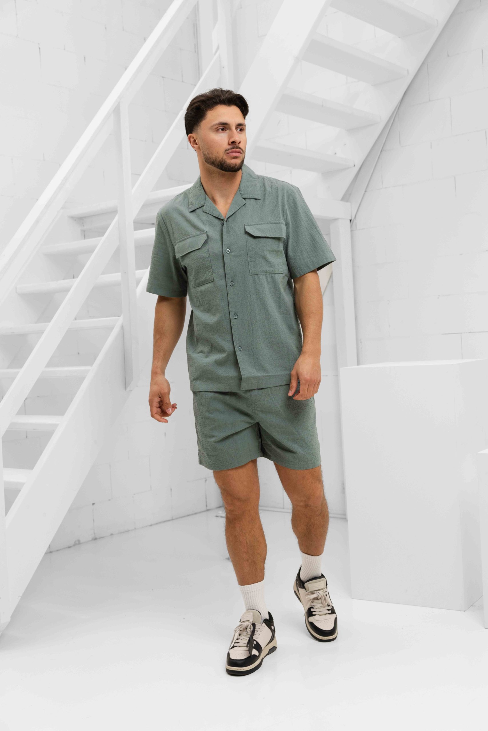 Pure Path Seersucker Zomerset Heren Groen - Maat L - Kleur: Groen | Soccerfanshop