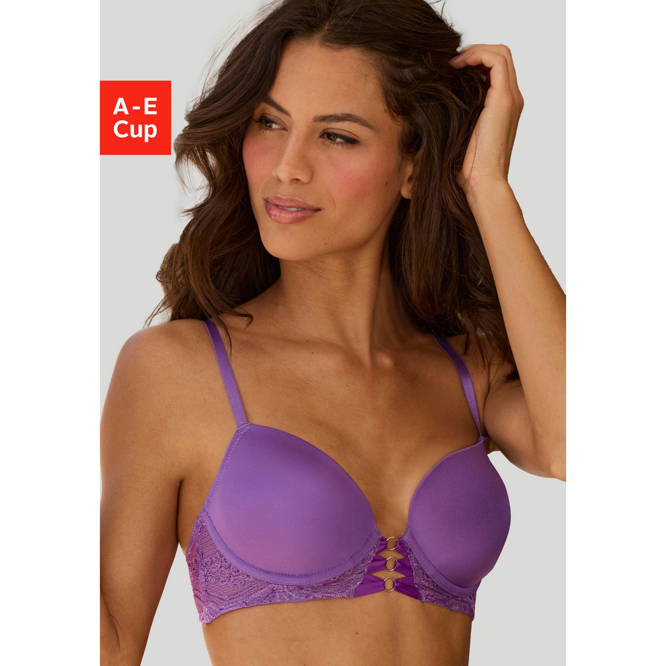 Lascana Push-up-bh Eleonora met fijne vetersluiting in satijnlook en lintdetail