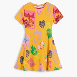 Skaterjurk met stempels - YELLOW - 7/8