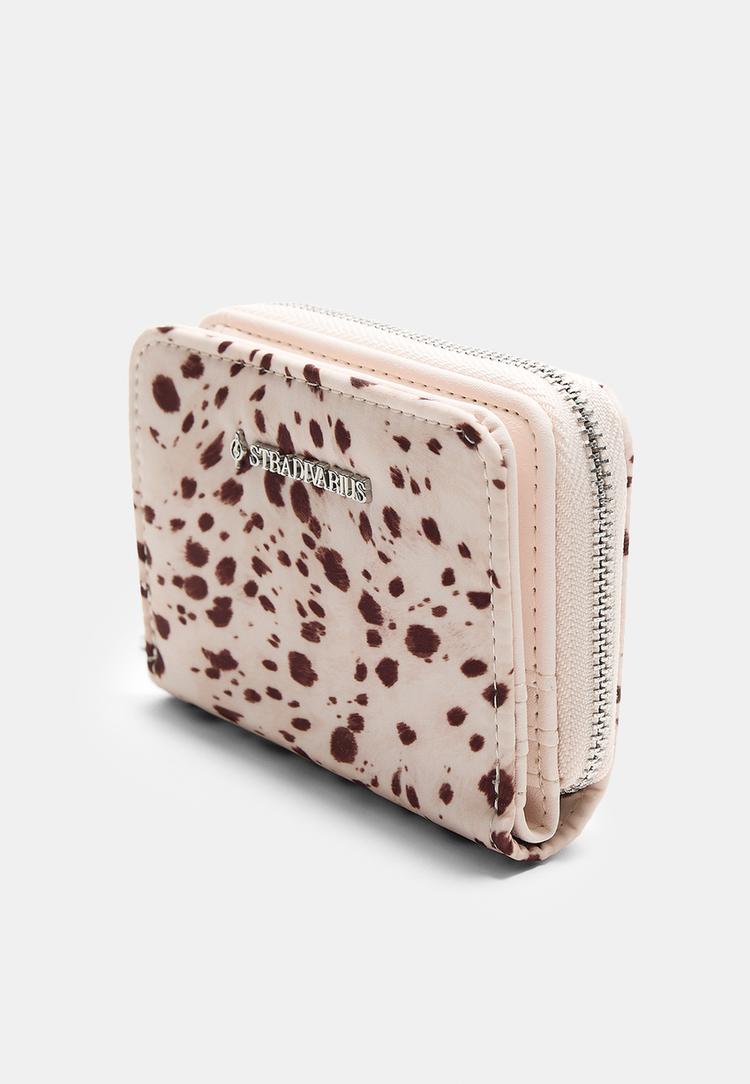 Stradivarius Portemonnee met rits en print  Ecru OS