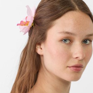 Stradivarius Set van 2 haarclips met orchidee  Naturel roze OS