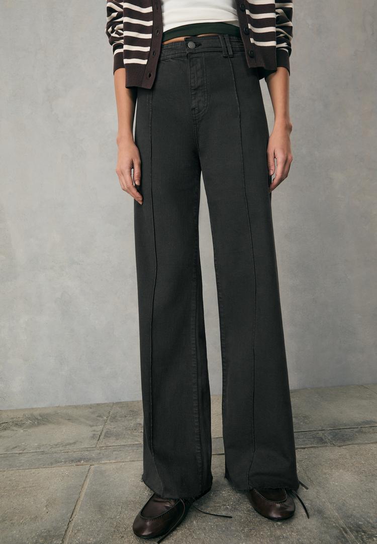 Stradivarius D63 jeans wijde pijpen stiksels   36