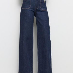 Stradivarius D77 minimalistische jeans met zakken  OVERGEVERFDE DENIM WASSING 32