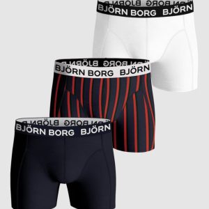 Björn Borg – Heren – Boxershort Cotton Stretch 3-Pack – MarineBlauw/Multicolour/Rood/Wit – Maat XS