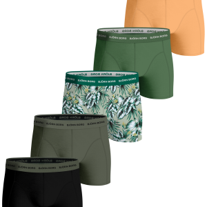 Björn Borg – Heren – Boxershort Cotton Stretch 5-Pack – Groen/Multicolour/Oranje/Zwart – Maat XL