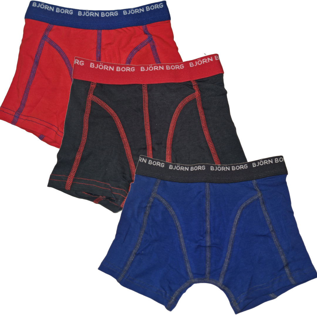 Björn Borg - Jongens - Boxershort Basic 3-Pack - Blauw/Rood/Zwart - Maat 134-140