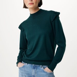Trui Met Ruffles Donkergroen