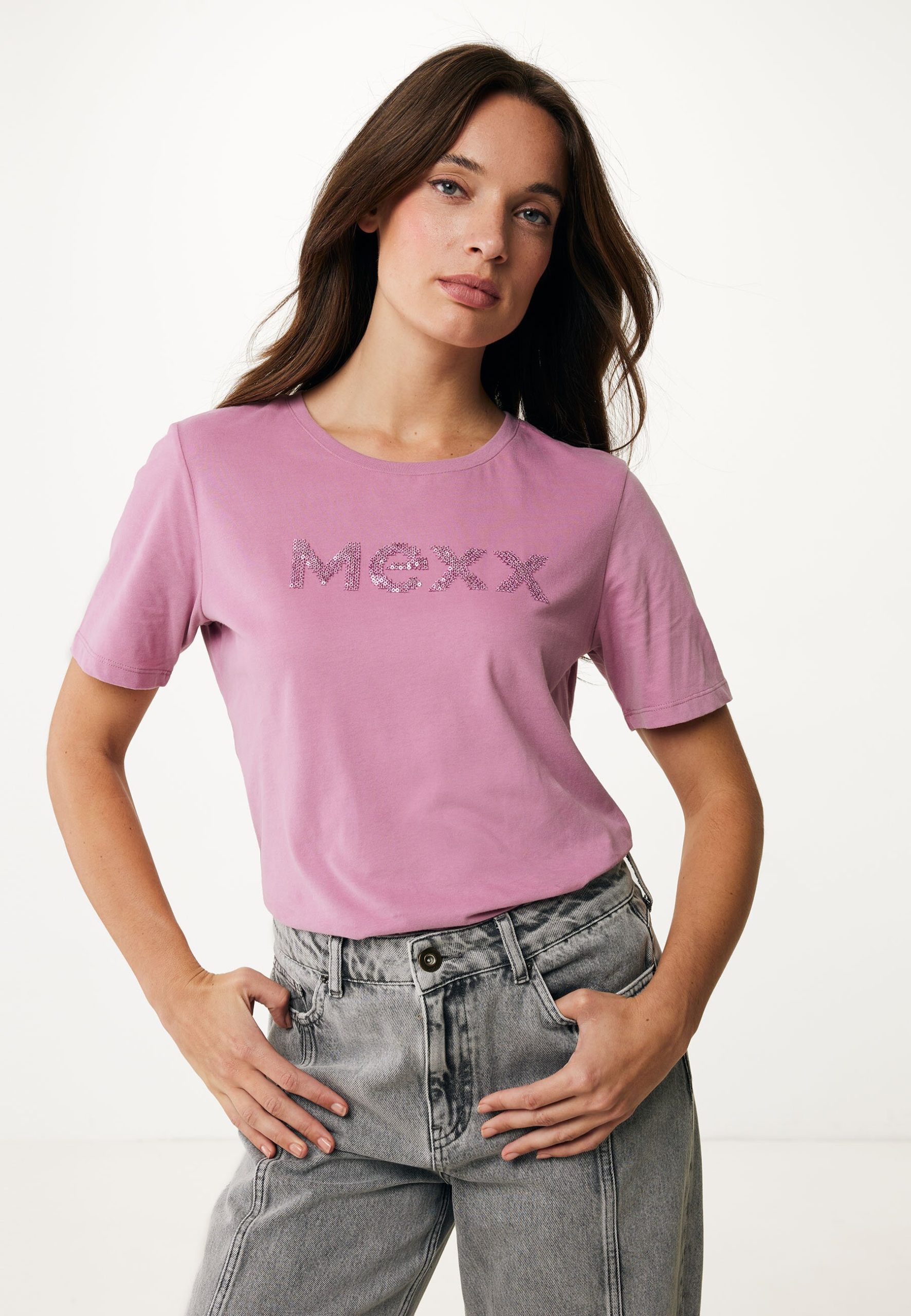 T-Shirt met Pailletten Mauve