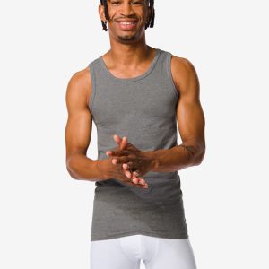 HEMA HEMA Herenhemden Perfect Comfort Naadloos – 2 Stuks Grijs (grijs)