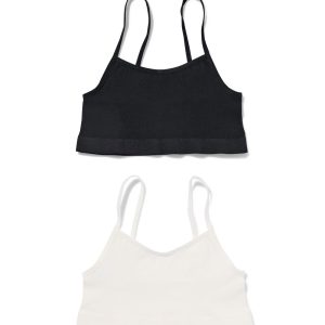 HEMA HEMA Kindertops Naadloos Rib – 2 Stuks Wit (wit)