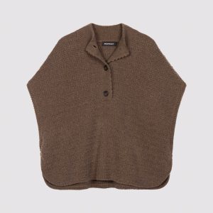 Luxe kasjmier poncho met textuur en losvallende pasvorm