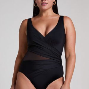 Hunkemöller Badpak Shaping Shell Mesh Zwart