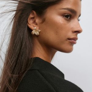 Pave flower earrings