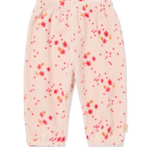 HEMA HEMA Newborn Broek Velours Bloemen Lichtroze (lichtroze)