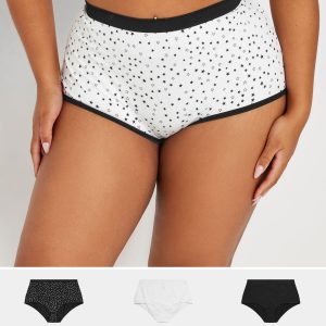 Yours 5 Pack Tailleslips Van Katoenmix Met Sterrenontwerp In Zwart/Wit Size 66-68