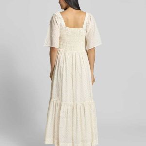 Midi-jurk met smokdetails, model ‘DORA’