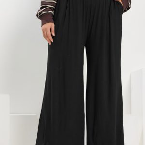 Yours Broek Met Stretch & Wijde Pijpen In Zwart Size Short > 58