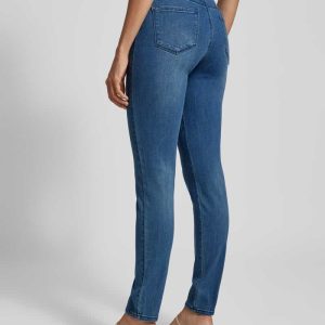 Slim fit jeans met brede elastische band, model ‘SHANTAL’