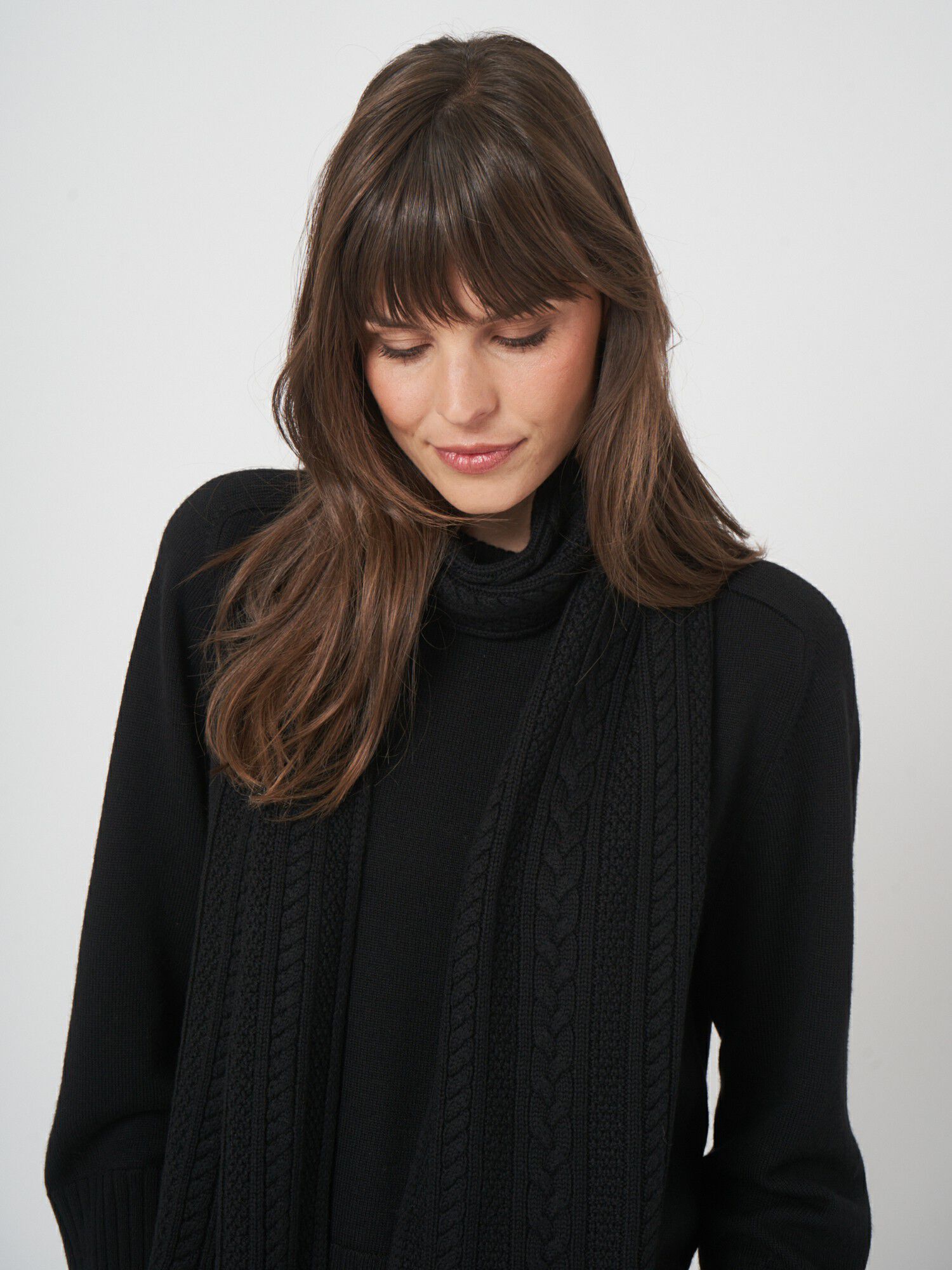 Warme kabelsjaal van merinowol - eén maat comfort