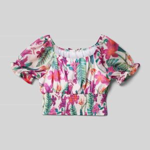 Kort blouseshirt met smokdetail