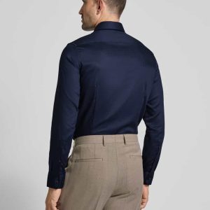 Slim fit zakelijk overhemd van fijn twill