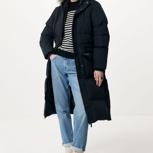 Capuchonjas Met Ffneembare Bontkraag Zwart