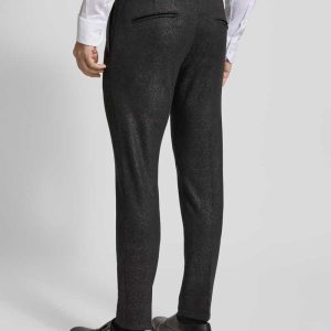 Slim fit stoffen broek met riemlussen, model ‘AJEND’
