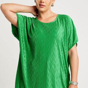 Yours Limited Collection Plissé Top Met Zigzagmotief In Groensize 54-56