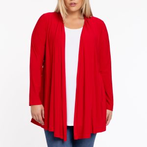 Yoek Cardigan met plooien | Rood | Maat 42/44