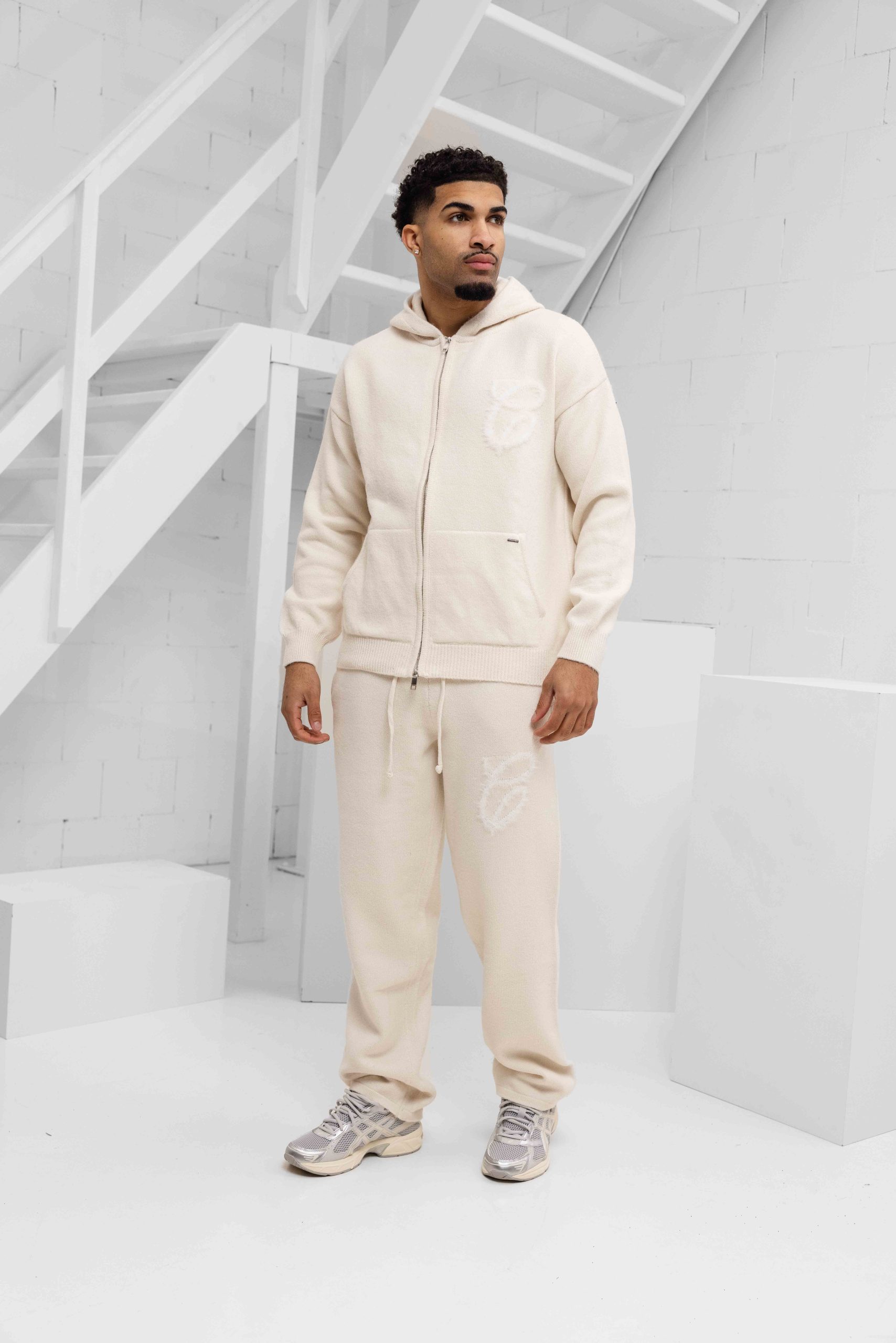 Croyez Fluffy Essence Knit Zip Trainingspak Heren Beige - Maat XL - Kleur: Beige | Soccerfanshop