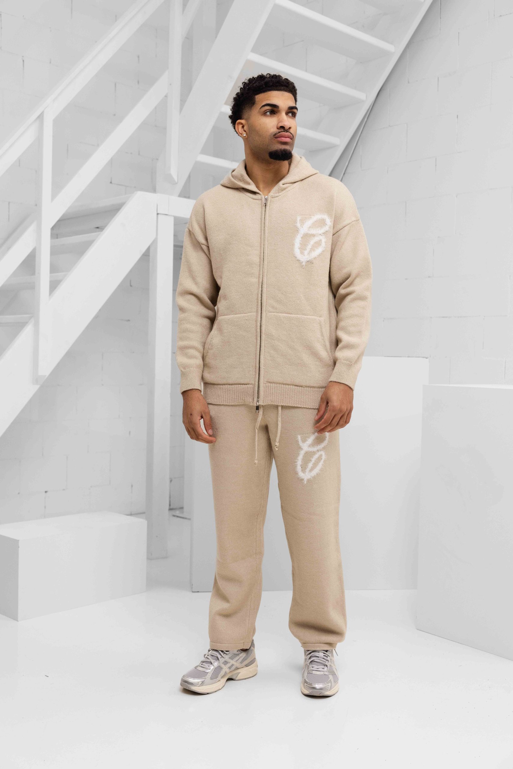 Croyez Fluffy Essence Knit Zip Trainingspak Heren Lichtbruin - Maat M - Kleur: Lichtbruin | Soccerfanshop