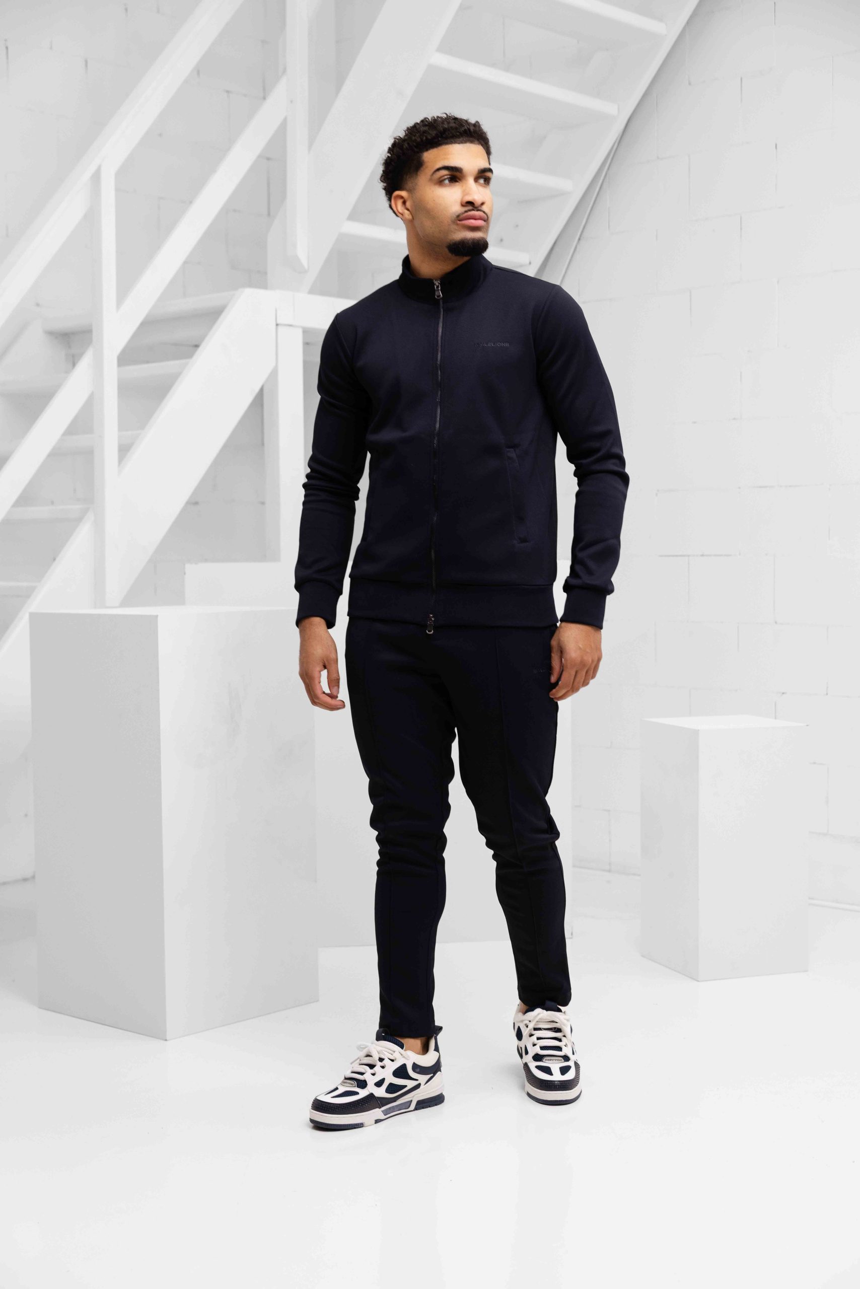 Malelions Pique Zip Trainingspak Heren Donkerblauw - Maat L - Kleur: Donkerblauw | Soccerfanshop