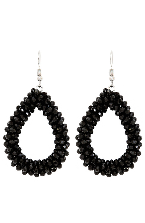 Oval Black Oorbellen