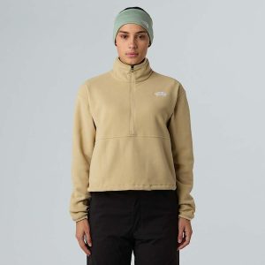 The North Face Korte Glacier-fleece Met Halve Rits Voor Dames Khaki Stone female