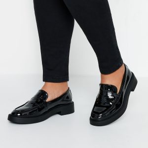 Yours Loafers Met Dikke Zool In Een (Extra) Brede Pasvorm In Zwart Lakleersize 43E