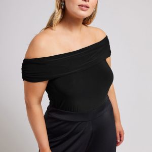 Yours London Body Met Bardothals In Zwart Size 58-60