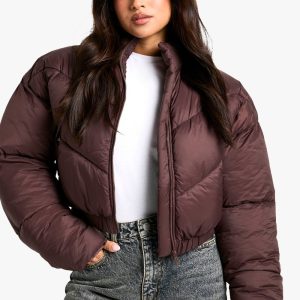 Petite Gewatteerde Pufferjas met Trechterkraag