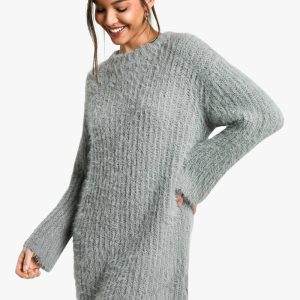 Zachte trui jurk met ronde hals