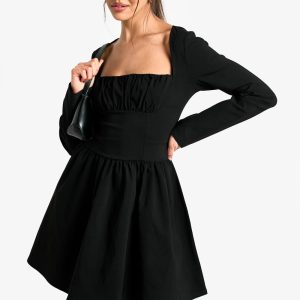 Bengaline Korset Skaterjurk met Lange Mouwen