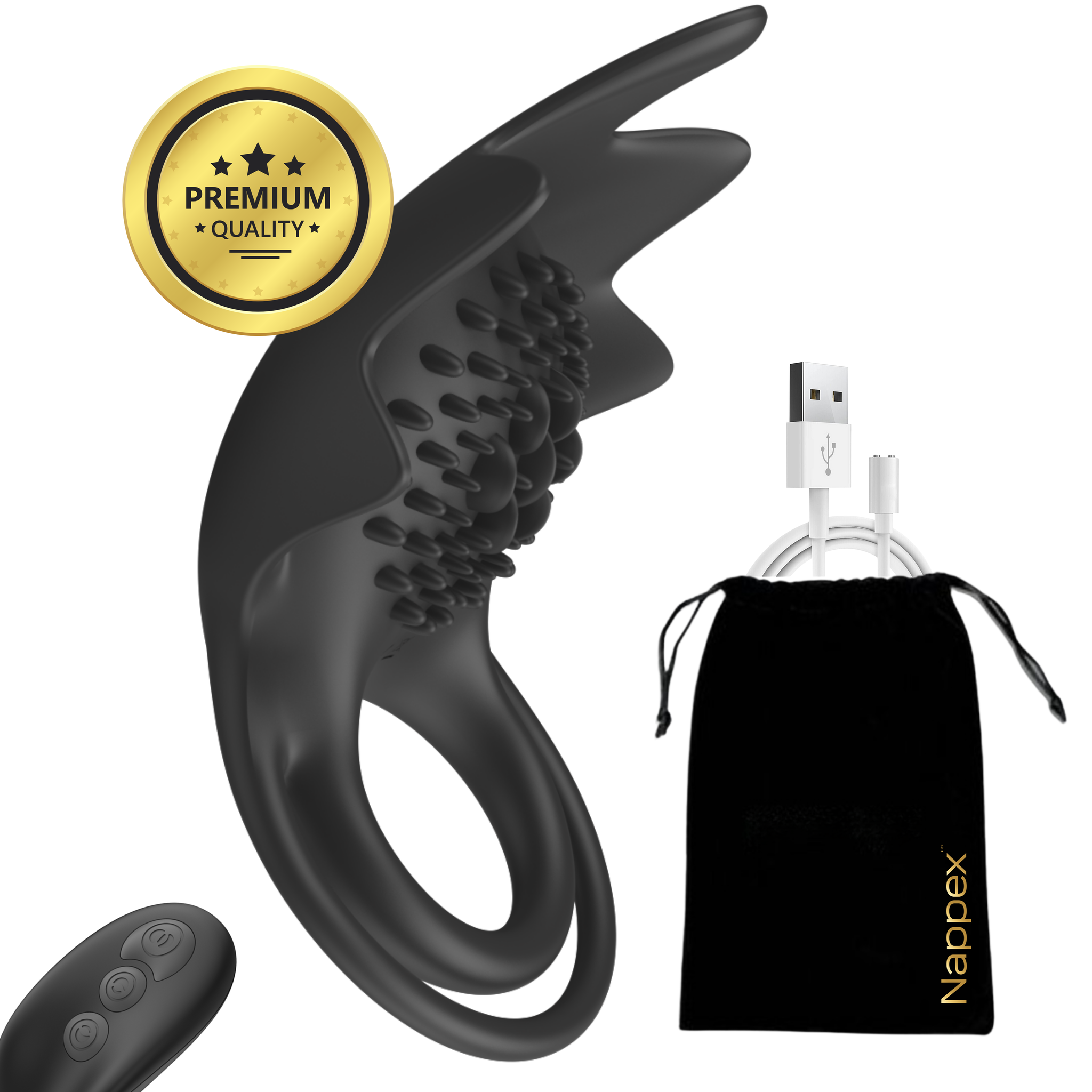 Nappex Nappex™ Manu - Penisring Vibrators Sex toys - Zwart