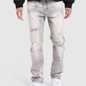 Smoke Rise Straight Heavy Whisker Jeans – Grijs- Heren, Grijs