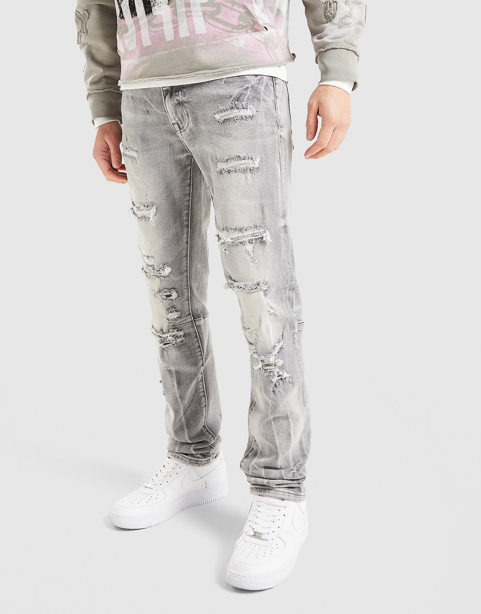 Smoke Rise Slim Ripped Jeans - Grijs- Heren