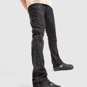 Smoke Rise Stack Flare Studded Jeans – Zwart- Heren, Zwart
