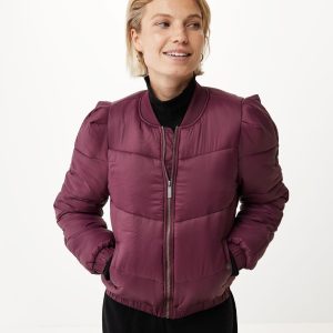 Short padded bomber jacket Dark Red