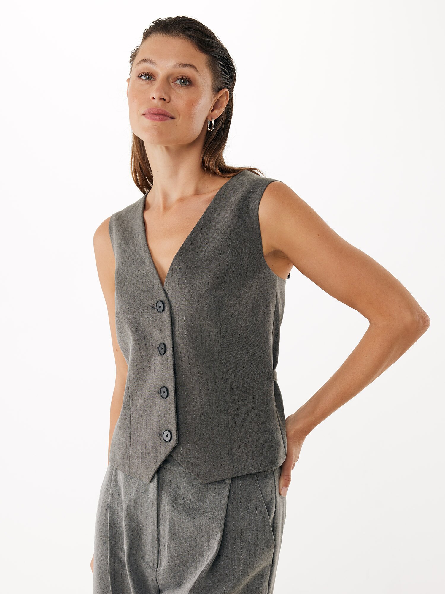 Gilet Pinstripe Donkergrijs