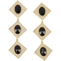 self-portrait Oorbellen - Crystal Tiered Earrings in gold