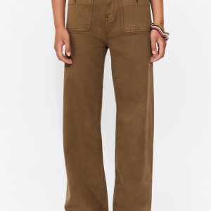 Stradivarius D77 Pantalón minimalistisch zakken  Kaki 38