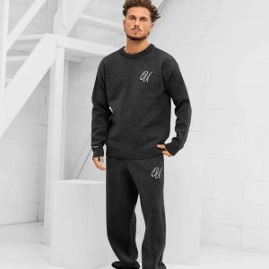 24 Uomo Knitted Trainingspak Heren Dark Grey – Maat XL – Kleur: DonkergrijsGrijs | Soccerfanshop