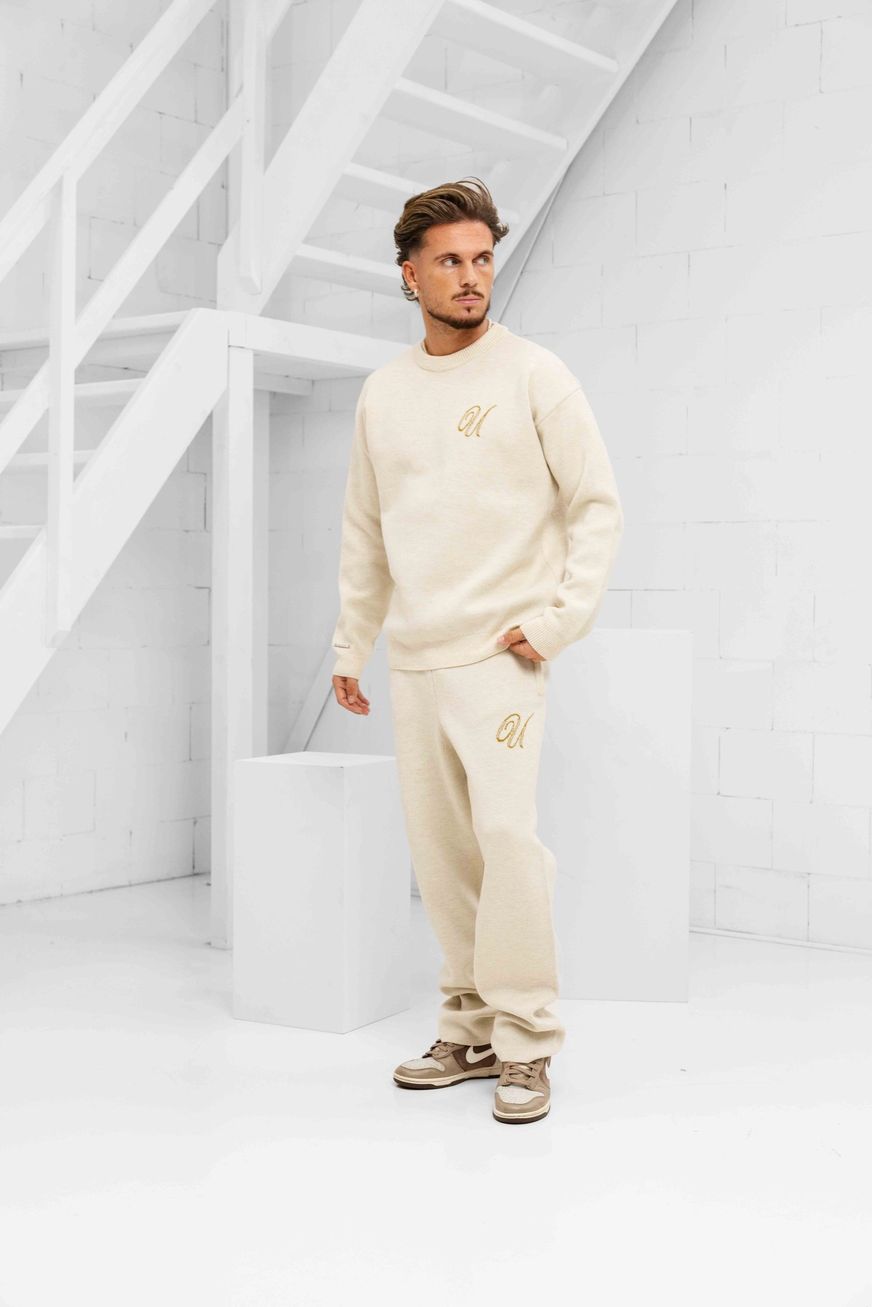 24 Uomo Knitted Trainingspak Heren Sand/Khaki - Maat XXL - Kleur: BeigeSand | Soccerfanshop